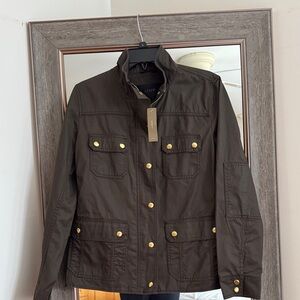New J.Crew medium 100% cotton army green jacket with gold accents🍀🍀🍀